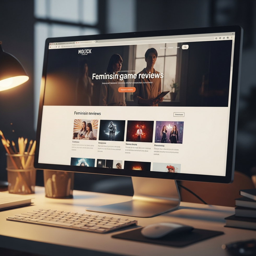 feminist game reviews Screenshot of the website interface showcasing feminist game reviews and features