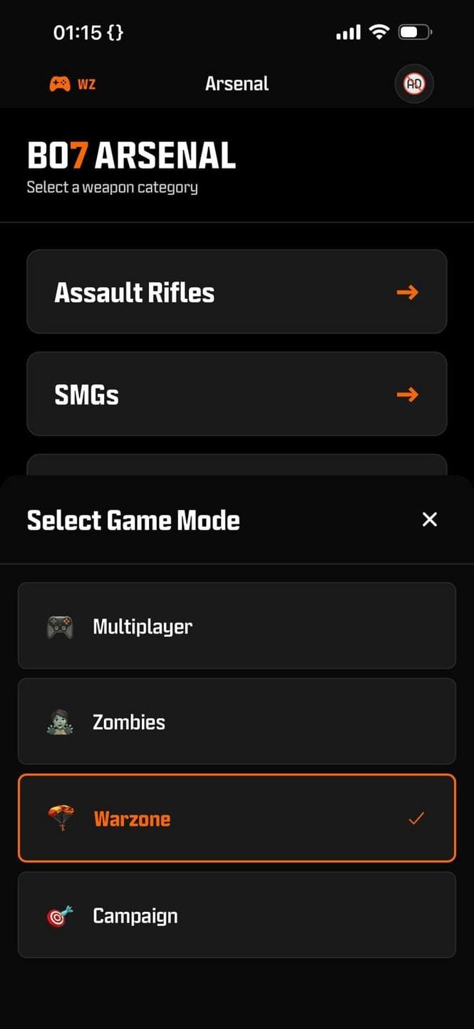 Screenshot of the BO7 CAMOTRACKER web dashboard with detailed stats, completion percentages, and mode-specific views, overlaid on a gamer’s environment with multiple screens and gaming gear.
