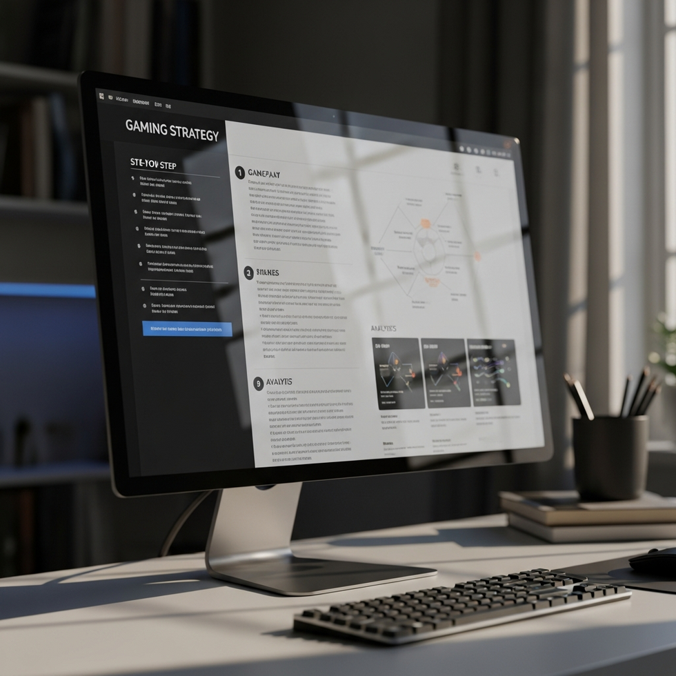 A screenshot of a detailed gaming strategy guide on a computer screen, showing step-by-step instructions and gameplay analysis