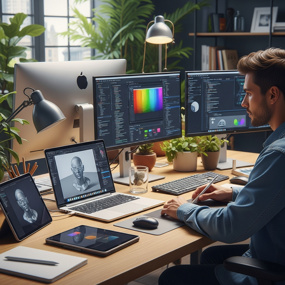 illustration of AI-powered tools assisting Roblox creators with content development