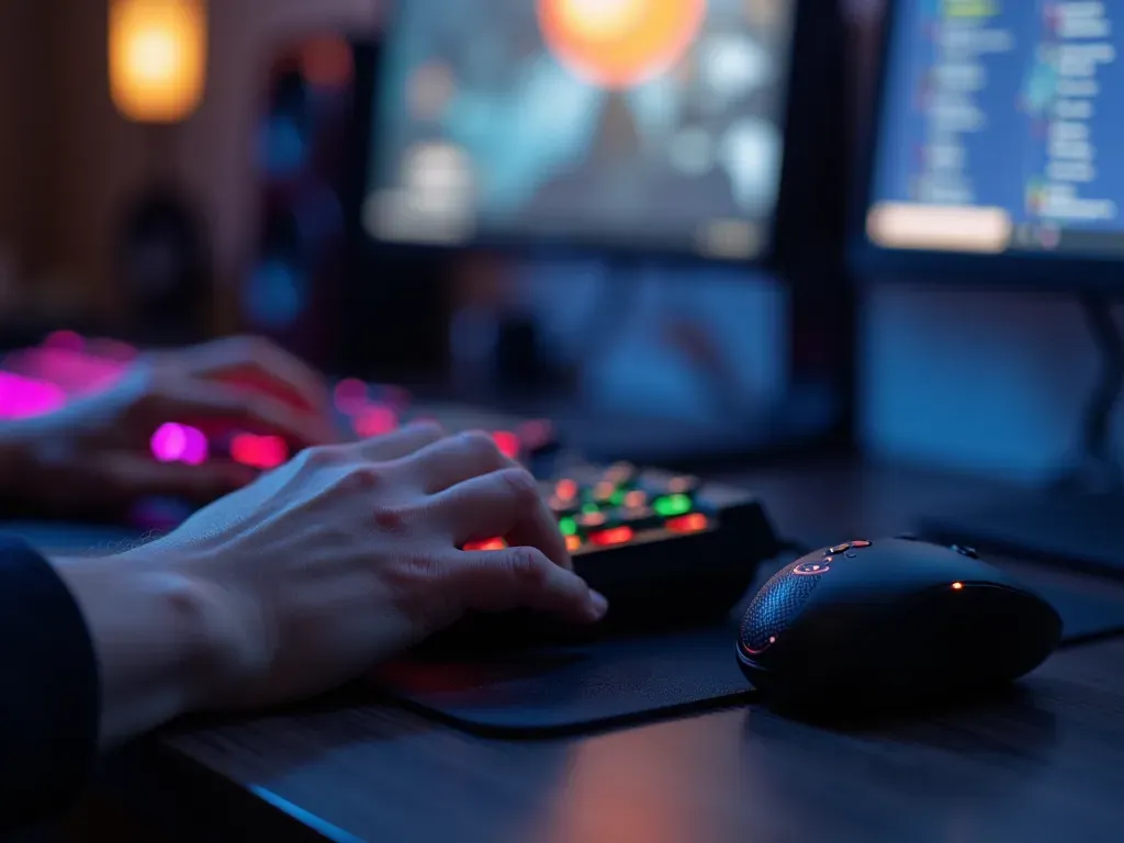 Close-up editorial still life relevant to Gaming & Esports: neutral color palette, shallow depth of field, no cultural objects, no text, no logos.