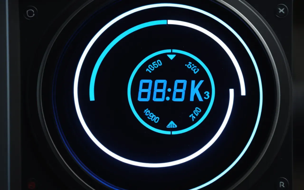 A close-up view of a digital interface showing a circular timer with glowing blue segments remaining against a dark background, emphasizing the passage of time in a gaming session without any text or numbers visible on screen.