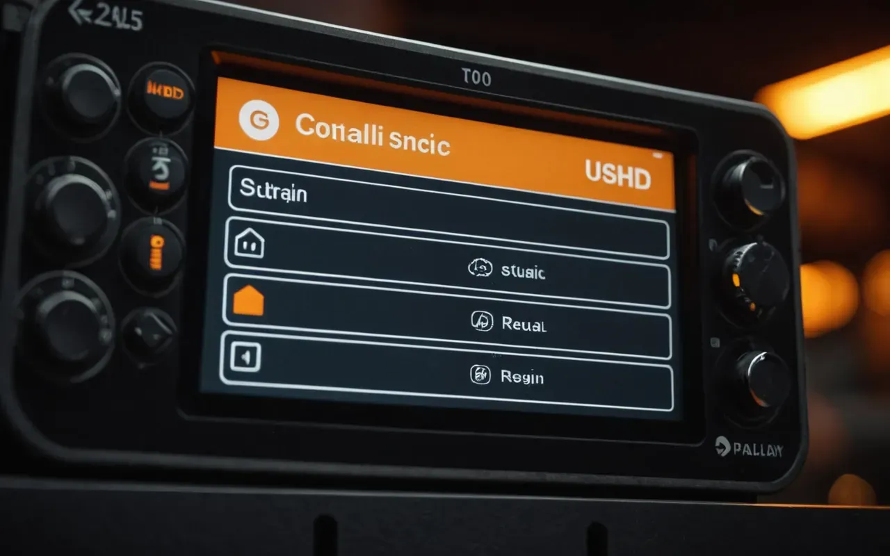 A first-person view of a video game interface showing a settings menu with a toggle switch highlighted in bright orange light against a dark background.