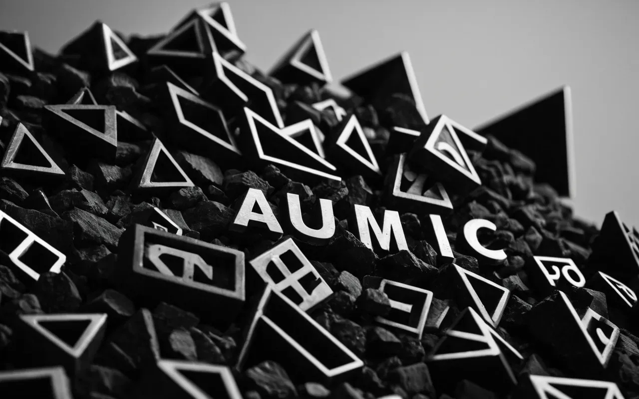 Abstract macro photography of jagged geometric shapes in dark gray and charcoal tones against a light background, high contrast lighting emphasizing texture details