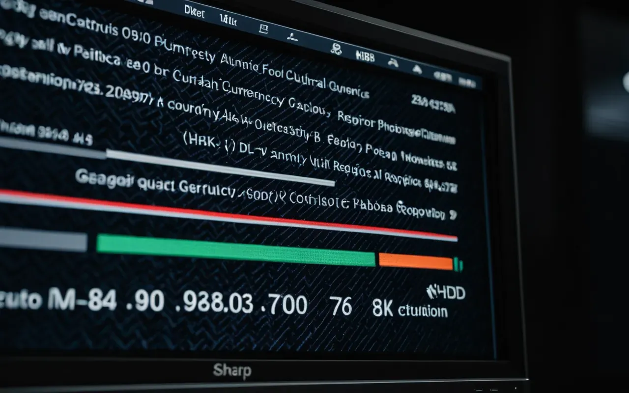 monitor display patterns Close-up of a modern computer monitor displaying abstract geometric patterns in high contrast colors against a dark background with soft ambient lighting from a desk lamp and blurred keyboard keys in the foreground emphasizing visual focus on the screen surface without any readable text or logos visible.